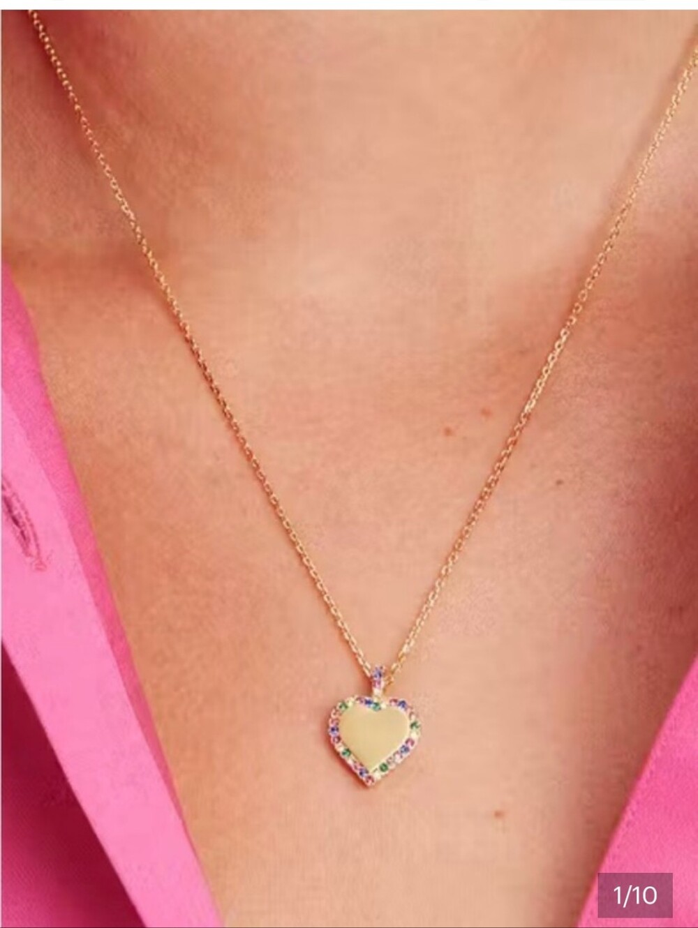 kate spade Gold Heart Pendant Necklace with Multicolor Crystal Trim